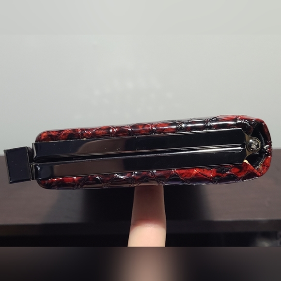 Authentic Danier Red Wine Snake Clutch / Purse - Picture 5 of 16